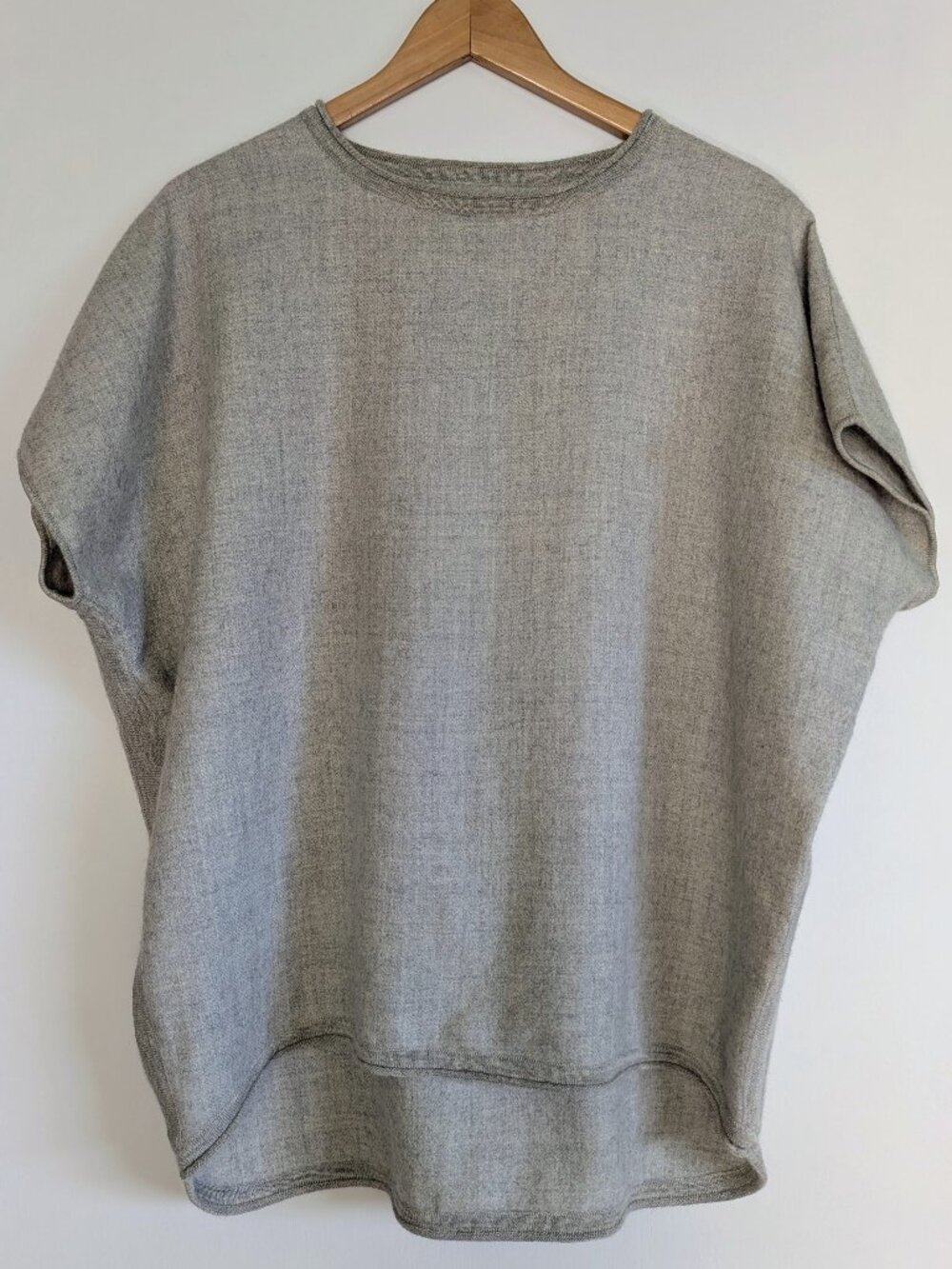 Cuyana Baby Alpaca Cocoon Boatneck Sweater High Low Gray XS S